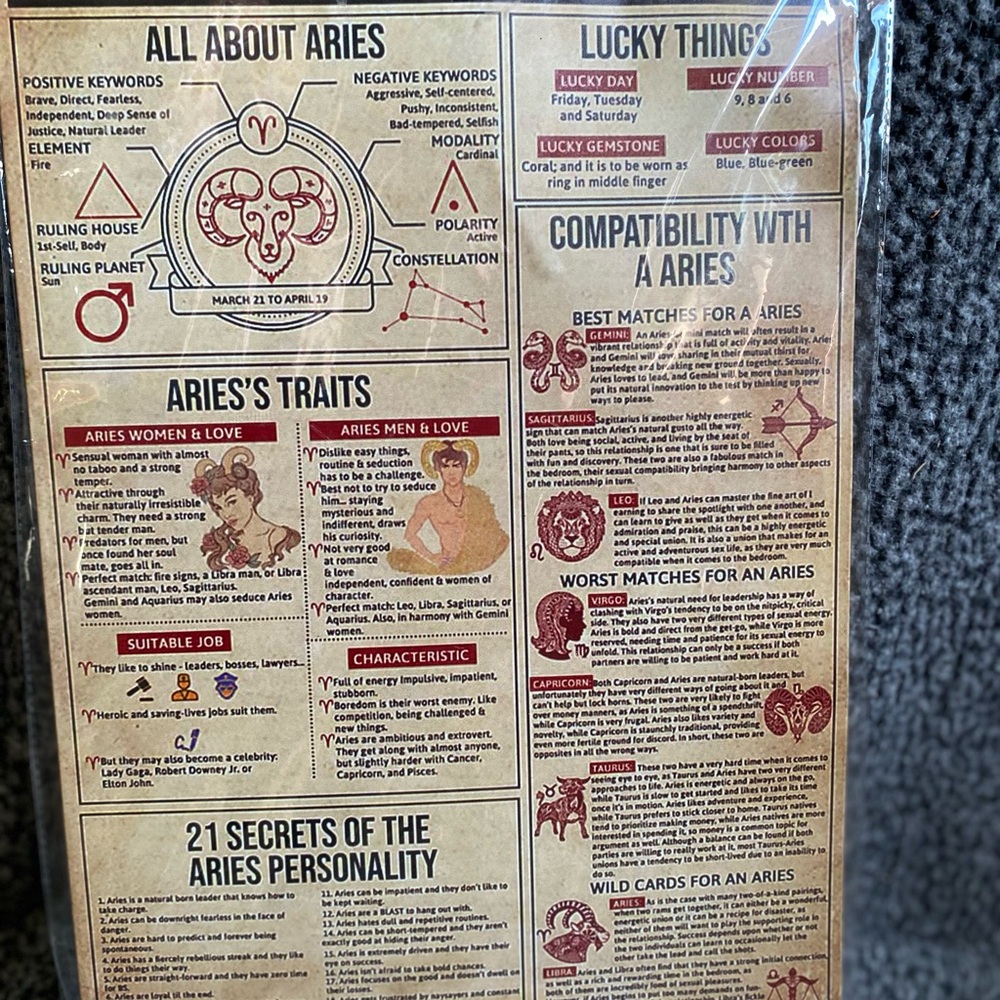 Aries Zodiac Poster